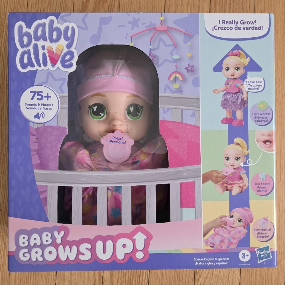 Hasbro Baby Alive Baby Grows Up Doll with 75+ Sounds and Phrases